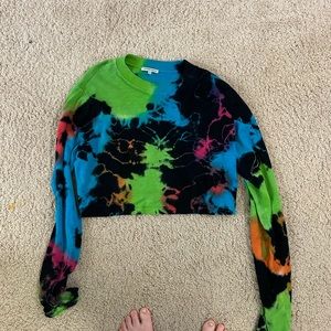Cotton Citizen Size S Cropped Long Sleeve Tie-Dye